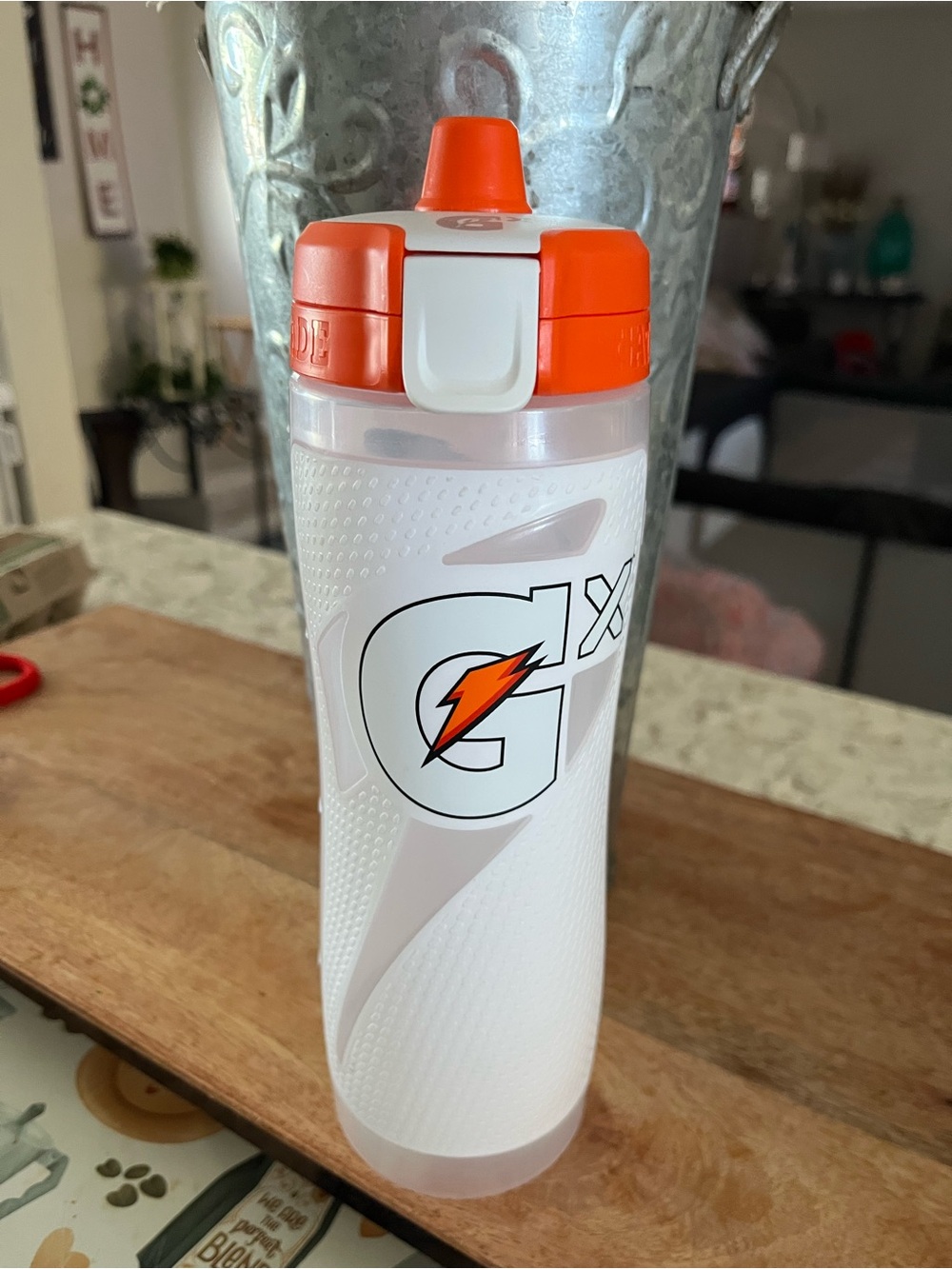 Gatorade White & Orange Sports Water Bottle - Grip Shaker